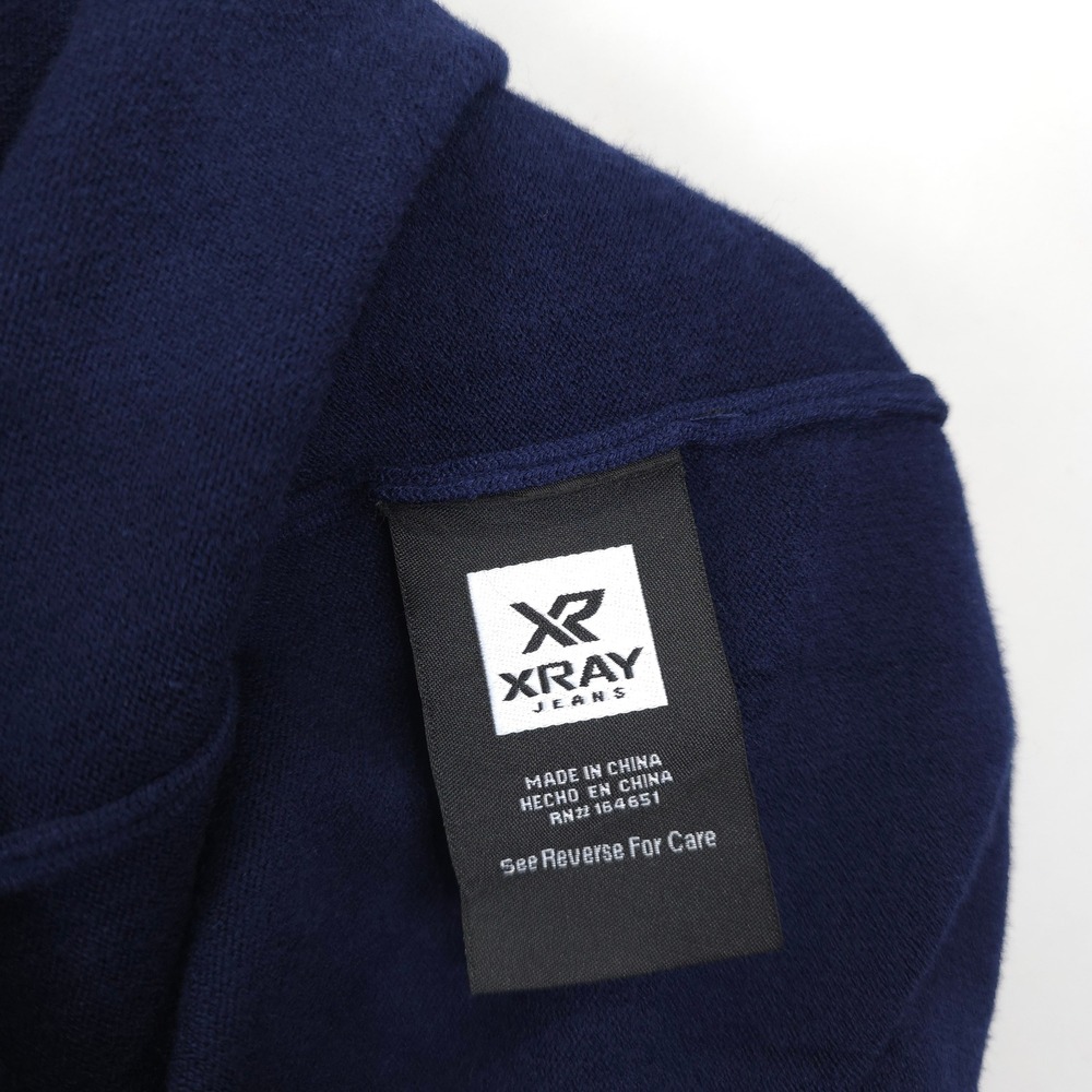 XRAY Jeans Mock Neck Sweater Men L Navy Blue Pullover Slim Fit Soft Knit Comfort - Picture 9 of 10